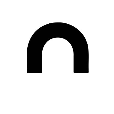 Beyaz arka planda minimalist siyah bir kemer. Tasarım için basit grafik ögesi.