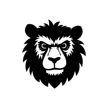 Black and white vector illustration of a stylized bear head. Ideal for logo design or as a graphic element. clipart