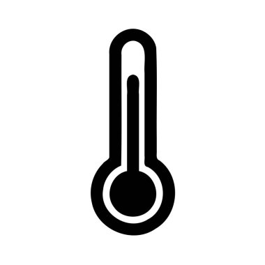 Sıcaklığı ölçmek için kullanılan beyaz zemin üzerindeki bir termometrenin siyah simgesi, izole edilmiş.