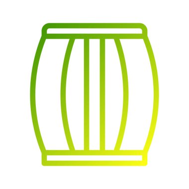 A simple green gradient line art barrel icon on a white background. clipart