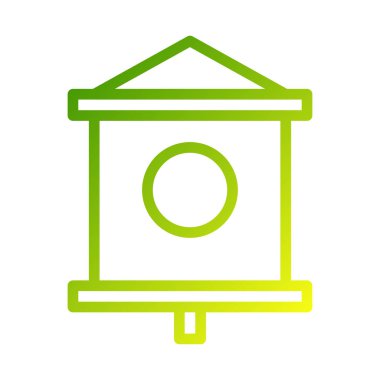 A minimalist line art illustration of a birdhouse with green gradient color clipart