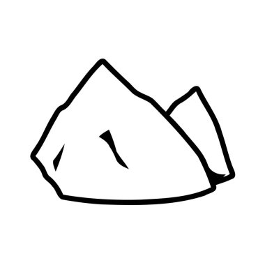 Siyah ve beyaz minimalist dağ ana hatları grafik çizimi, doğa temaları için mükemmel.