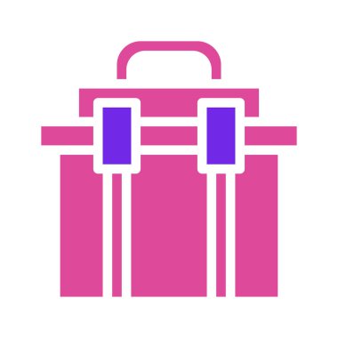 Bir valizin pembe ve mor simgesi ya da seyahatler için seyahat çantası.