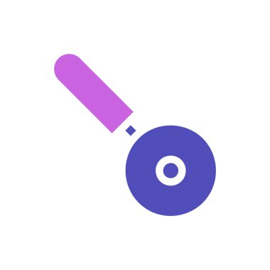 Bir pizza kesicisinin minimalist stil vektör çizimi. Mutfak tasarımları ve web siteleri için mükemmel..