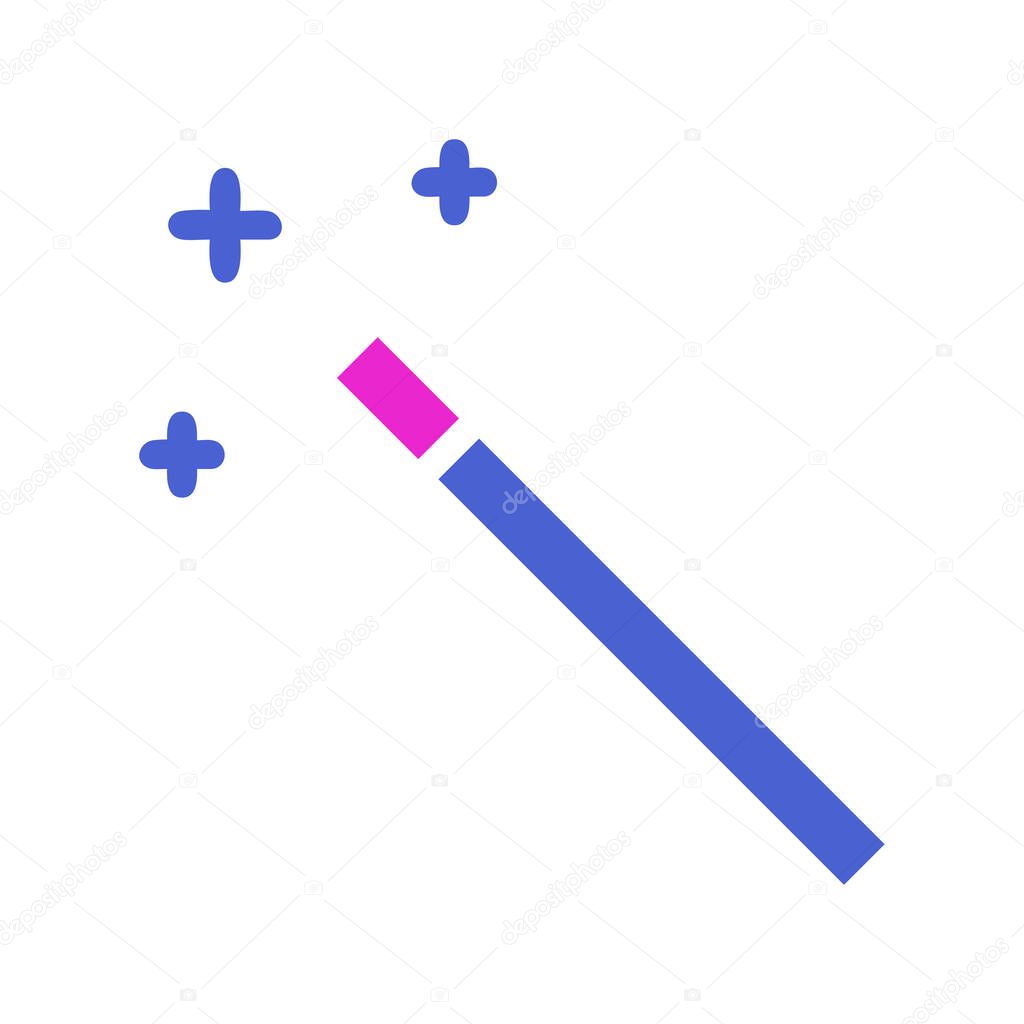 A magic wand icon casting stars. Represents magic and wonder.