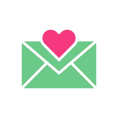 Bir aşk mektubu ikonu pembe bir kalbe sahiptir. Sevgililer Günü için mükemmel, romantik kartlar, ve sevgiyi ifade etmek..