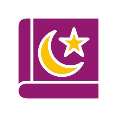 Ay ve yıldız ikonu olan İslam kutsal kitabı. Ramazan veya bayram kutlamaları için vektör tasarımı.