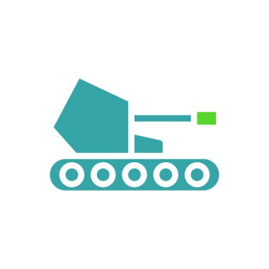 Bir tank ikonunun basit bir çizimi. Tank stilize edilmiş bir askeri araçtır..