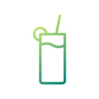 Limon dilimi ve samanla süslenmiş ferahlatıcı yeşil bir içeceğin minimalist bir simgesi. Yaz için mükemmel, menüler ya da sağlıklı içecek tasarımları için..