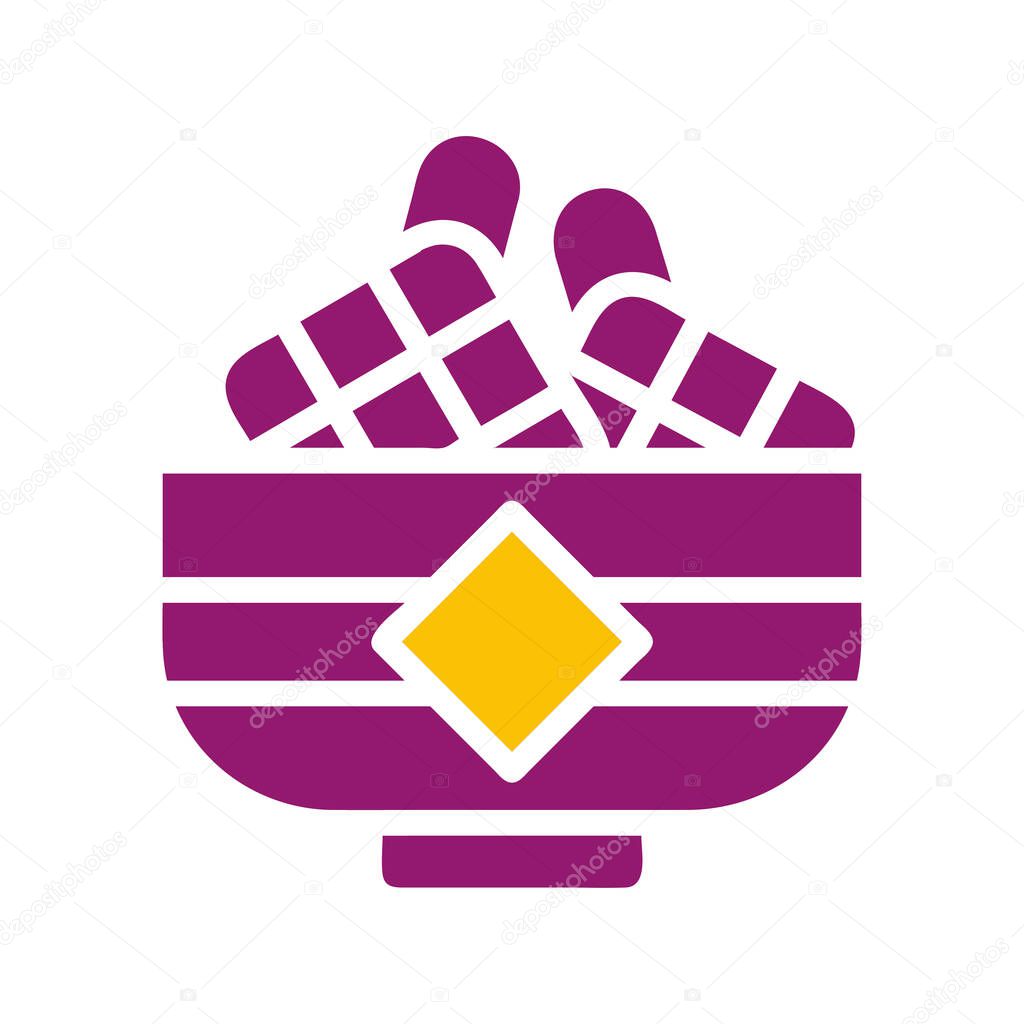 Sweet potato icon graphic design. Bowl of yams, for cooking. Vector illustration isolated on a white background.
