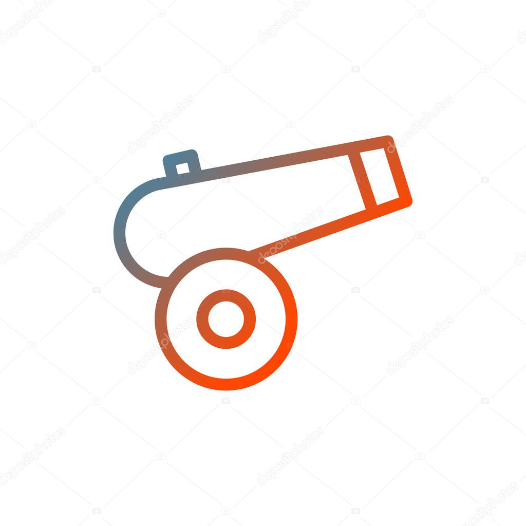 A minimalist gradient cannon icon illustration for design.