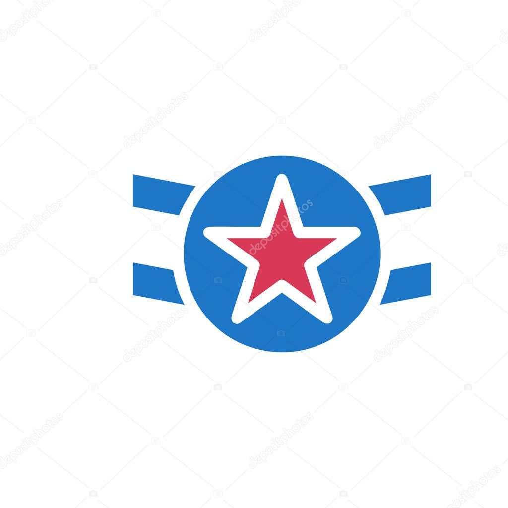 American star roundel military vector illustration. Patriotic star emblem and badge for united states military force