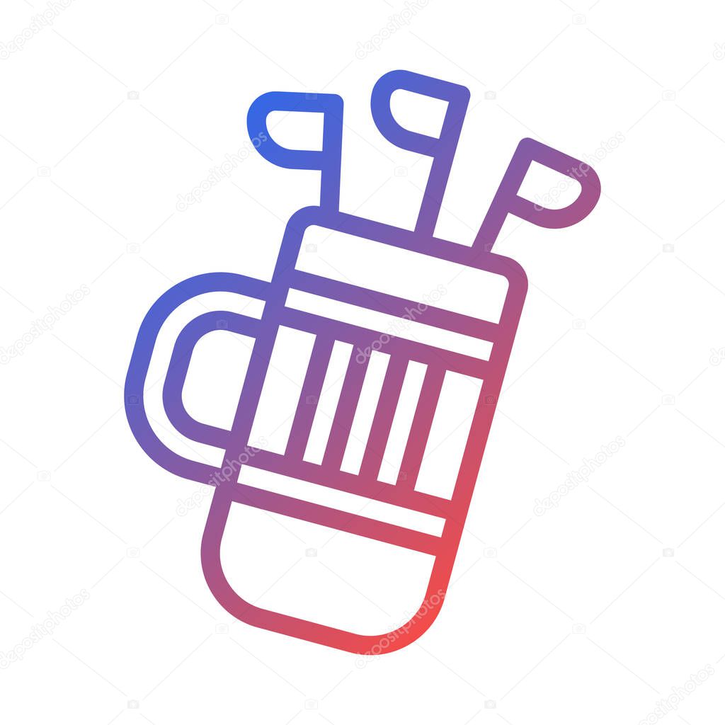 A gradient golf bag icon. Perfect for golf-themed websites, apps, or sporting designs. Clean and minimalist design.