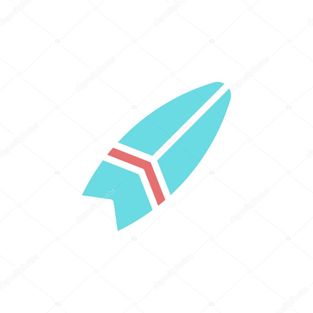 A minimalist vector illustration of a blue surfboard isolated on a white background. Perfect for summer and sports related designs.