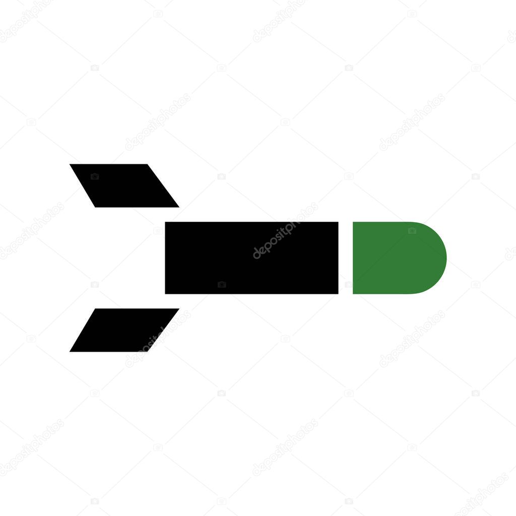 A stylized, minimalist rocket design in black and green, symbolizing technological advancement, space exploration, and the innovative spirit.