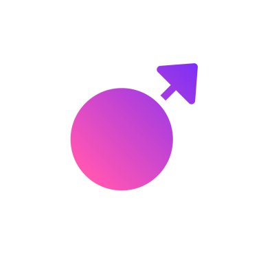 Erkek cinsiyet sembolünün modern bir gradyanı, beyaza izole edilmiş. Web tasarımı, bilgi grafikleri veya herhangi bir proje için mükemmel.