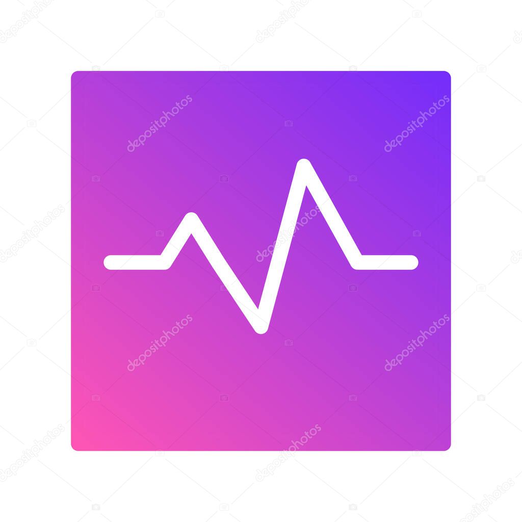 Heartbeat pulse icon on purple gradient. Symbol for healthcare, medicine, science and technology concepts. Vector illustration.