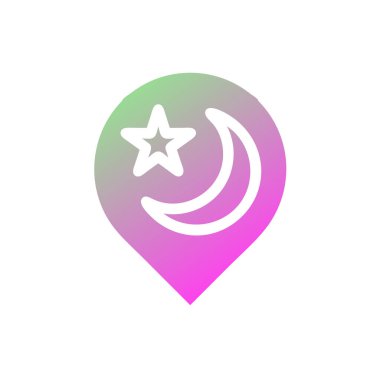 A Ramadan location icon featuring a star and crescent moon design, perfect for cultural and religious themes. clipart