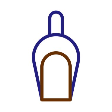 Bir kepçenin minimalist simge tasarımı, toz, malzeme veya mutfak aletlerini temsil etmek için mükemmel. Vektör illüstrasyonu.