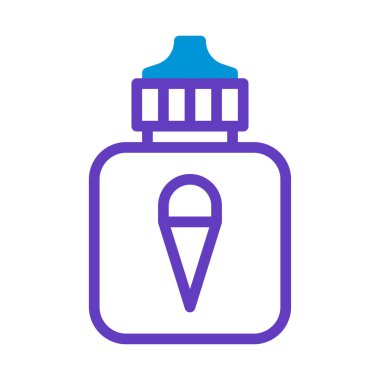 Vaping mağazası, vape dükkanı veya ürün illüstrasyonu için e-sıvı şişe minimalist ikonu. Vektör tasarımı.