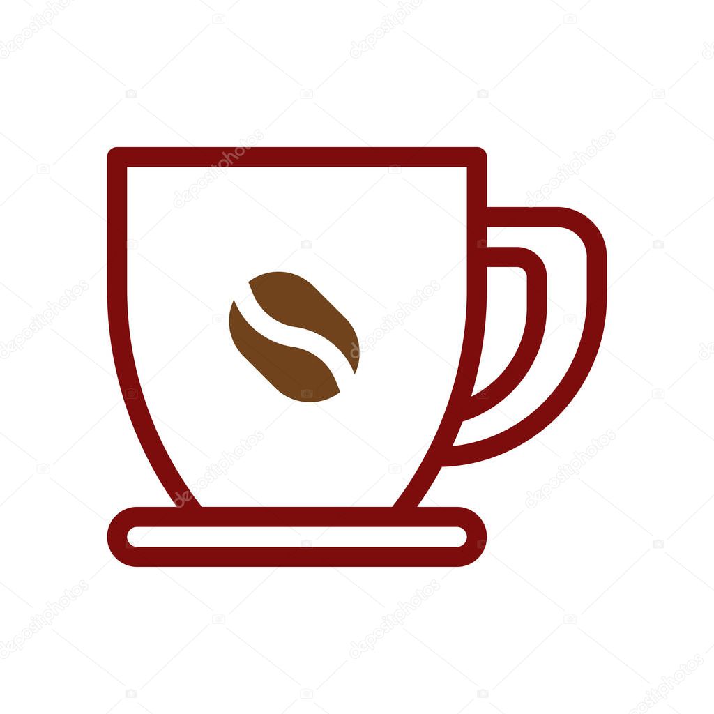 Stylized coffee cup illustration, features a coffee bean emblem, suggesting a warm and aromatic beverage. Simple, pleasing design suitable for cafe or restaurant branding.