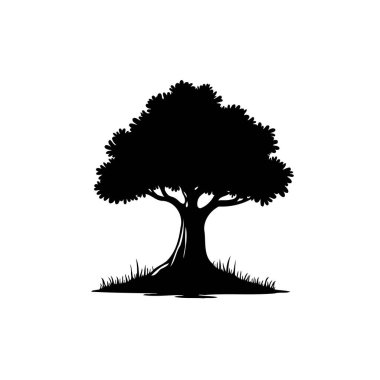 Minimalist bir ağaç silueti beyaz bir arkaplanda göze çarpıyor. Bu tasarım doğanın güzelliğini ve basitliğini vurgular. Çeşitli proje ve tasarımlar için uygundur.