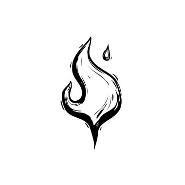 Şekil verilmiş bir alevi gösteren basit bir vektör grafiği. Çeşitli yaratıcı uygulamalar için minimalist bir tasarımla ham enerjiyi ve yanmanın özünü vurgulamak.
