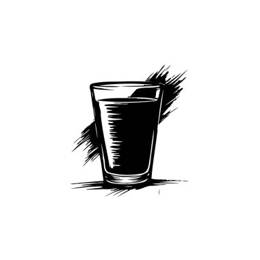 Koyu renkli tek renkli bir resim koyu bir sıvıyla dolu bir bardağı gösteriyor. Basit ama stil sahibi tasarımı canlandırıcı bir canlılık ve modern sanatçılık hissi uyandırıyor..