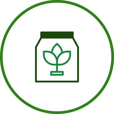 Organik gübre çuvalının temiz bir vektör çizimi, çevre dostu bahçeciliği ve sürdürülebilir tarım uygulamalarını temsil ediyor. Minimalist tasarım doğaya ve çevresel bilinçli seçimlere bağlılığını gösteriyor..