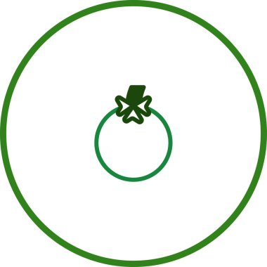 Domatesin minimalist bir simgesi yeşil bir dairede resmedilir. Bu basit grafik öğe yiyeceği, doğayı ve sağlıklı beslenmeyi temsil ediyor. Veganlık, tarım ve üretimle ilgili tasarımlar için mükemmel..
