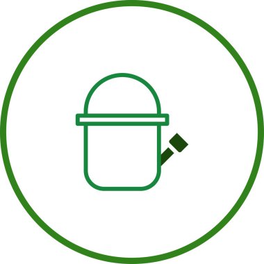 Bir sulama tenekesinin minimalist yeşil çizgisi, bahçeciliği, sulamayı ve bitkileri basit, temiz bir tasarımla temsil eder..