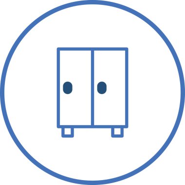 Mavi çizgili minimalist bir kostüm ikonu. İç tasarım, mobilya veya ev dekorasyonu projeleri için uygun, temiz ve çağdaş bir estetik sunar.