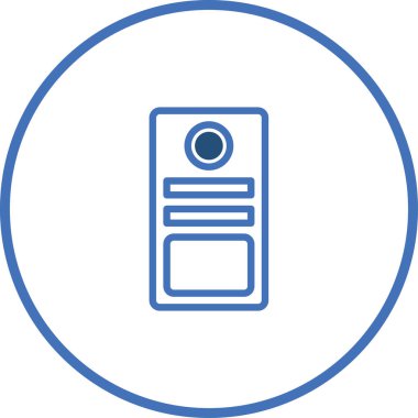 Bu bir bilgisayar kulesinin temiz ve basit bir vektör çizimi. Tasarım mavi çizgiler kullanır ve mavi bir çember amblemi ile kaplıdır. Dijital arayüzler ya da yazdırma tasarımı için uygun.