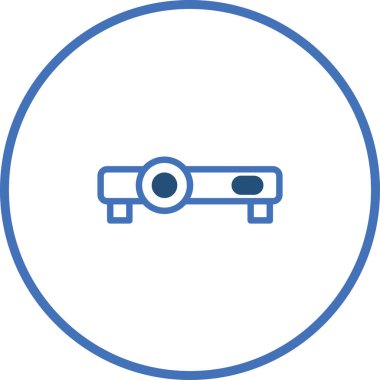 Bir projektörün minimalist vektör çizimi, sunumlar, eğitim veya eğlence ile ilgili tasarımlar, iletim teknolojisi ve görsel iletişim için idealdir.