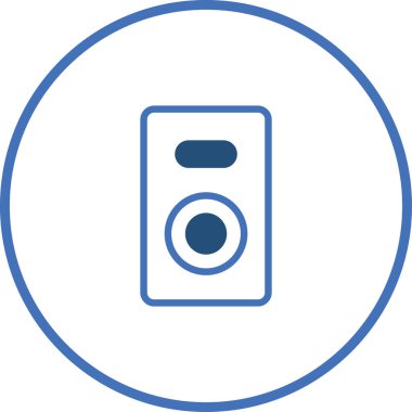 Ses donanımı, ses sistemleri veya müzikle ilgili temaları temsil etmek için ideal bir konuşmacı minimalist illüstrasyonu.