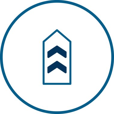 Dairesel bir sınır içindeki mavi bir simge yön ya da ilerleme gösteriyor. Modern estetik için temiz çizgileri olan minimalist tasarım..