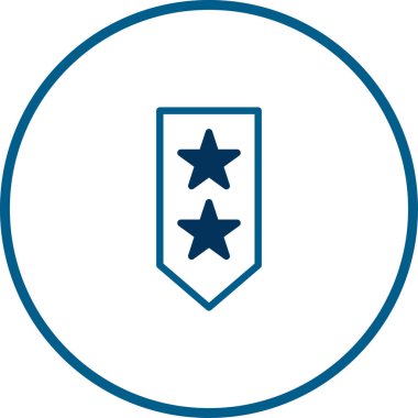 Görüntüde, bir hizmet içinde liderlik, otorite ve başarının bir sembolünü temsil eden iki yıldızlı bir askeri rütbe simgesi yer alıyor. Bağlılık ve yiğitliği simgeler..