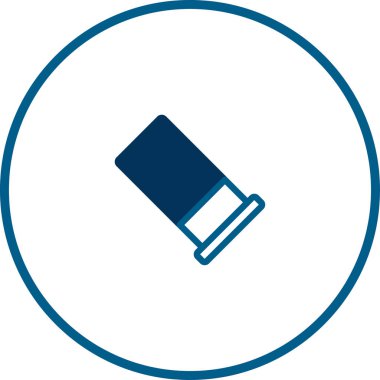 Dairenin içinde web tasarımı veya diğer grafik projeler için uygun basit bir mavi ve beyaz mermi kovanı simgesi.