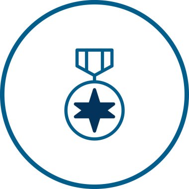 Bir madalyanın basit ve zarif mavi çizgisi, başarıyı, onuru ve zaferi simgeliyor. Bu tasarım, vatanseverlik ve tanınma temalı projeler için ideal bir daire içindeki bir yıldızı içerir..