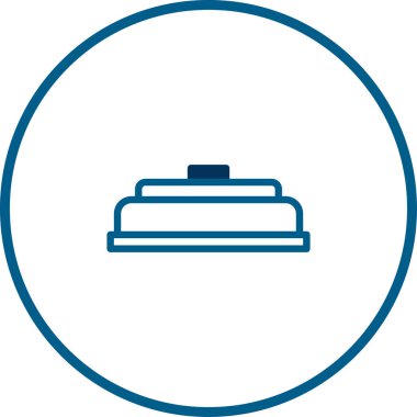 Mavi bir daire içinde, tehlike ve farkındalığı temsil eden şekillendirilmiş kara mayını ikonu. Basit tasarım askeri, güvenlik ve uyarı kavramları için uygundur..