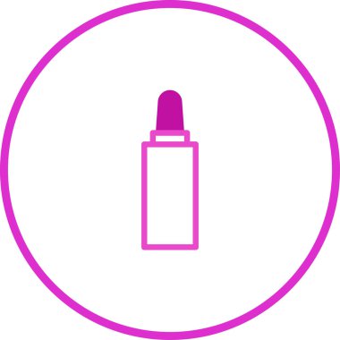 Basit, minimalist bir illüstrasyonda pembe bir çemberle kaplanmış canlı pembeyle özetlenmiş bir kozmetik şişe bulunur. Güzellik ve cilt bakımı için mükemmel