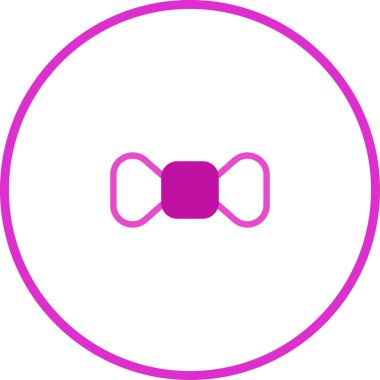 Bir dairenin içindeki papyon ikonunun minimalist vektör çizimi. Tasarım basit, temiz ve zarif bir pembe renkle sunuluyor. Grafik veya web tasarımı için mükemmel..