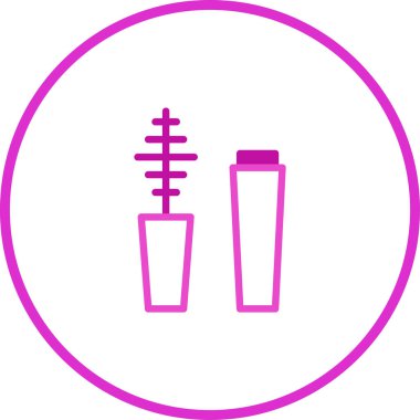 Beyaz zemin üzerinde basit ve minimalist bir tasarımı olan zarif pembe rimel çizimi. Güzellik ve moda projeleri için mükemmel.