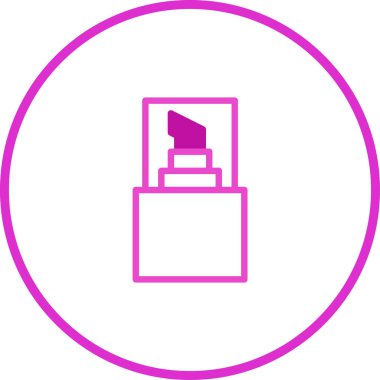 Bu resim, sanat, tasarım veya ofis malzemeleri ile ilgili projeler için mükemmel, bir daire ile çevrili beyaz bir arkaplan üzerinde minimalist pembe işaret ana hatları simgesi gösterir.