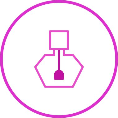 Basit ve minimalist bir oje ikonu. Canlı mor çizgileri olan geometrik bir tasarımı var. Güzellik ve moda temaları için mükemmel..