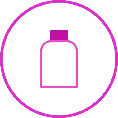 Zarif şişe taslağı tasarımı parlak pembe dairesel vektör biçimi, kozmetik veya cilt ürünü kavramları ve tasarım şablonları için idealdir.