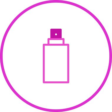 Bir parfüm şişesinin basit ve zarif pembe taslak ikonu. Güzellik, moda veya kişisel bakım tasarımları için ideal..