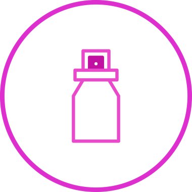 Parlak, minimalist pembe bir taslak, bir parfüm şişesini tasvir ediyor. Kozmetik markalaşma, parfüm reklamları veya zarif tasarım projeleri için mükemmel..