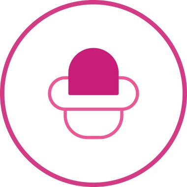Pembe renkli minimalist şapka ikonu tasarımı, moda projeleri, markalaşma ya da zarafet ve sadelik gerektiren her tasarım için mükemmeldir..