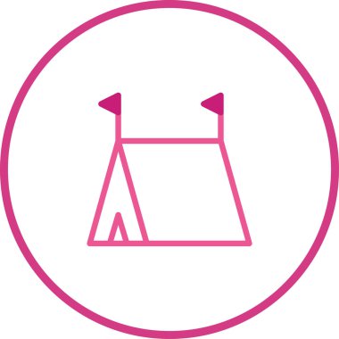 Pembeli bir sirk çadırının minimum çizgi çizimi eğlenceli ve şenlikli bir kutlama hissi uyandırıyor. Grafik tasarımı ve neşeli davetler için ideal.